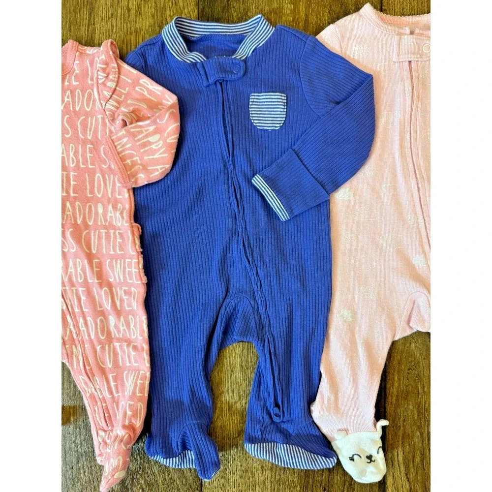 Carters Sleepers Girl 3 Months Lot Rompers Outfits‎ Sleep N Plays Bundle Ruffle